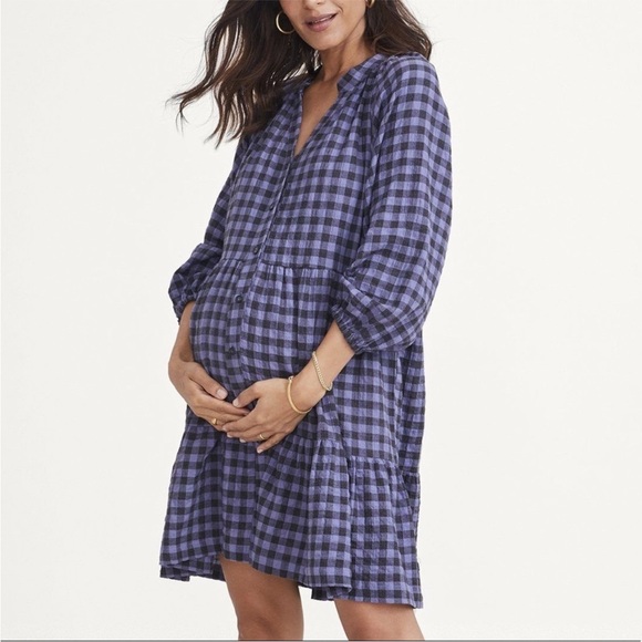 Hatch Dresses Hatch Aurora Dress Maternity Size Plaid Blue Poshmark — free download